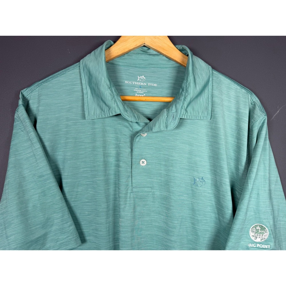 Southern Tide Mens Large Haig Point Golf Brrr Performance Polo Shirt Green